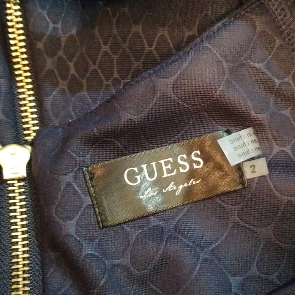 Guess Snakeskin Design Navy Blue Mini Dress - Picture 7 of 8